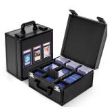 Kabinka Graded Card Storage Box with Display Window for PSACGC Holder, TSA Combination Lock Trading Deck Case for Sports Cards, Storage Slab Case with 6+2 EVA Dividers for MTGTCGs(Black)