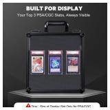 Kabinka Graded Card Storage Box with Display Window for PSACGC Holder, TSA Combination Lock Trading Deck Case for Sports Cards, Storage Slab Case with 6+2 EVA Dividers for MTGTCGs(Black)