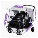 bemece Double Stroller Rain Cover, Weather Shield Double Stroller for Side by Side Seats Twin Stroller, Baby Outdoor Activities Accessories, Protects Children from Rain, Snow, Wind