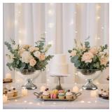 Kolnlala Metal Urn Vases for Centerpieces - 6.3in Tall Flower Pot Planters, Wedding Table Decor, Party Reception, Home Floral Arrangement (2, Silver)