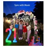 Colorful Marquee Number 7, 4FT Large Mosaic Numbers Light Up with Multicolor Options and Diverse Flashing Patterns, Plastic Board Set for Birthdays Weddings, Baby Anniversaries Party Décor