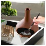 Palo Santo Holder Handmade Ceramics Incense Burner Chimney Dish Smudge Bowl for Palo Santo Sticks Sage Bundles with Brush(Brown) (Combustion Furnace)