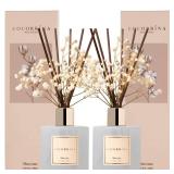 Cocorrína Reed Diffuser Set, 6.7 fl.oz Clean Linen 2 Packs Scented Diffuser with Sticks Home Fragrance Reed Diffuser for Bathroom Shelf Decor