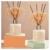 Cocorrína Reed Diffuser Set, 6.7 fl.oz Clean Linen 2 Packs Scented Diffuser with Sticks Home Fragrance Reed Diffuser for Bathroom Shelf Decor