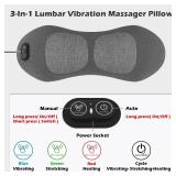 Lewuyoya Non-Rechargeable (Plug-in Model) 3-in-1 Lumbar Support Pillow with Vibration and Heat and Traction, Electric Back Massager for Pain Relief Deep Tissue, Lower Back Massager for Bed,Chair,Couch