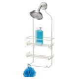 iDesign Milo Metal Wire Hanging Shower Caddy, Baskets and Towel Bar for Shampoo, Conditioner, and Soap with Hooks for Razors, Towels, and More, 4.5in x 9in x 21.25in - Satin Silver