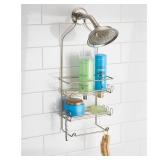 iDesign Milo Metal Wire Hanging Shower Caddy, Baskets and Towel Bar for Shampoo, Conditioner, and Soap with Hooks for Razors, Towels, and More, 4.5in x 9in x 21.25in - Satin Silver