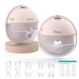 Paruu Hands Free Breast Pump P16, Wearable Breast Pump Electirc Portable with 4 Modes and 12 Levels, Max 309mmHg Strong Suction 192124mm Flange Inserts Wearable Breastfeeding Pump, 2 Pack?Nude