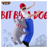 Spooktacular Creations Kids Halloween Inflatable Costumes, Biting By a Dog Inflatable, Blow-up Costume with a Vicious Gray Biting Dog for Halloween Themed Cosplay Party