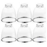 6 Pack Ceiling Fans Glass Shade Covers, Clear Glass Shade Replacements Globes Lampshades with Round Silver Border, Screw-Fixed Lamp shade for Light Fixtures Chandelier Sconces Vanity Lights