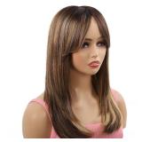 NATAGHAIR Honey Blonde Wigs for White Women - Missmizz Straight Highlight Brown Wig Human Hair Wigs for White Women can be Restyled to Curly Wigs