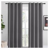 NICETOWN Blackout Curtains Panels for Bedroom - 3 Pass Microfiber Noise Reducing Thermal Insulated Solid Ring Top Blackout Window Drapes (2 Panels, 55 x 86 Inch, Gray)
