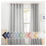 NICETOWN Linen Sheer Sliding Door Curtains 84 inch Long for Living Room, Grommet Semi Sheer Vertical Drapes Privacy with Light Filter for Home Office, W70 x L84, Grey, 1 Pair