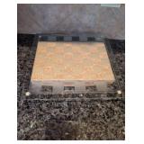 Decorative Glass Chess Set with Frosted and Clear Pieces