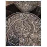 Star Pattern Pressed Glass Punch Bowl Set