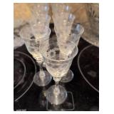 Etched Floral Crystal Wine Glasses Set