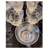 Etched Floral Crystal Wine Glasses Set