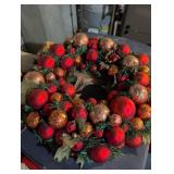 Red and Gold Christmas Ball Ornament Wreath