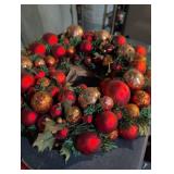 Red and Gold Christmas Ball Ornament Wreath