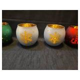 Holiday Glass Votive Candle Holders Set
