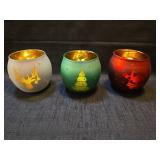 Holiday Glass Votive Candle Holders Set