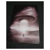 UFO Encounter Black & White Art Print