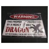 Dragon Warning Sign Metal Wall Plaque
