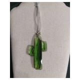 Green Glass Cactus Ornament