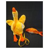 Duck and Koi Fish Plush Bag Set