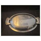 Stainless Steel Oval Serving Dish with Floral Handles