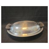 Stainless Steel Oval Serving Dish with Floral Handles