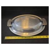 Stainless Steel Oval Serving Dish with Floral Handles