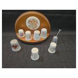 Decorative Thimble Collection with Wooden Display