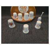 Decorative Thimble Collection with Wooden Display