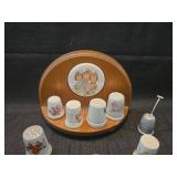 Decorative Thimble Collection with Wooden Display