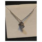 Split Coin Pendant Necklace with Silver Chain