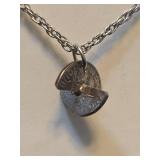 Split Coin Pendant Necklace with Silver Chain