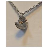 Split Coin Pendant Necklace with Silver Chain