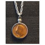 Canadian Penny Pendant Necklace with Silver Chain