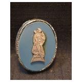 Blue Jasperware Silver Brooch