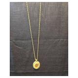 Gold-Tone Cameo Pendant Necklace with Chain