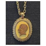 Gold-Tone Cameo Pendant Necklace with Chain
