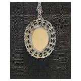 Eagle Cameo Pendant with Silver Chain