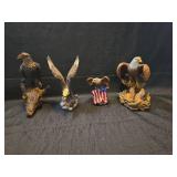American Bald Eagle Figurine Collection with Flag