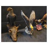 American Bald Eagle Figurine Collection with Flag