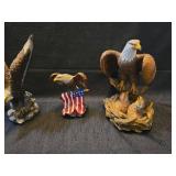 American Bald Eagle Figurine Collection with Flag