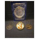 Decorative Collection with Italian Silver Coaster and Holiday Ornaments