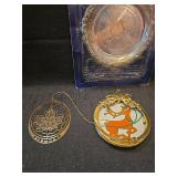 Decorative Collection with Italian Silver Coaster and Holiday Ornaments