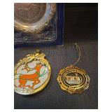 Decorative Collection with Italian Silver Coaster and Holiday Ornaments