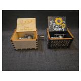 Over the Rainbow Hand Crank Music Box with Sunflower Design